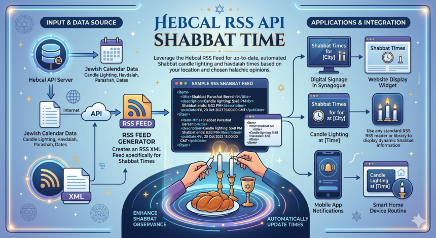 hebcal rss api shabbat time