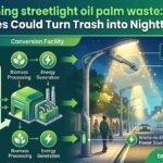 Self cleaning streetlight oil palm waste