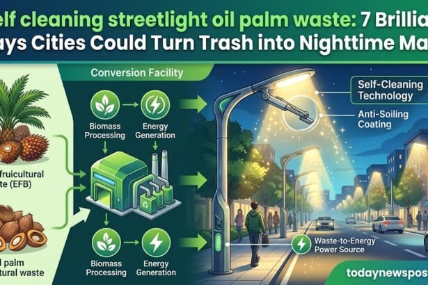 Self cleaning streetlight oil palm waste